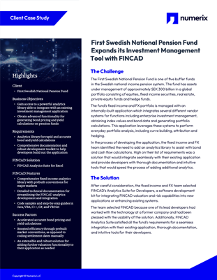 Numerix First Swedish Pension Case Study